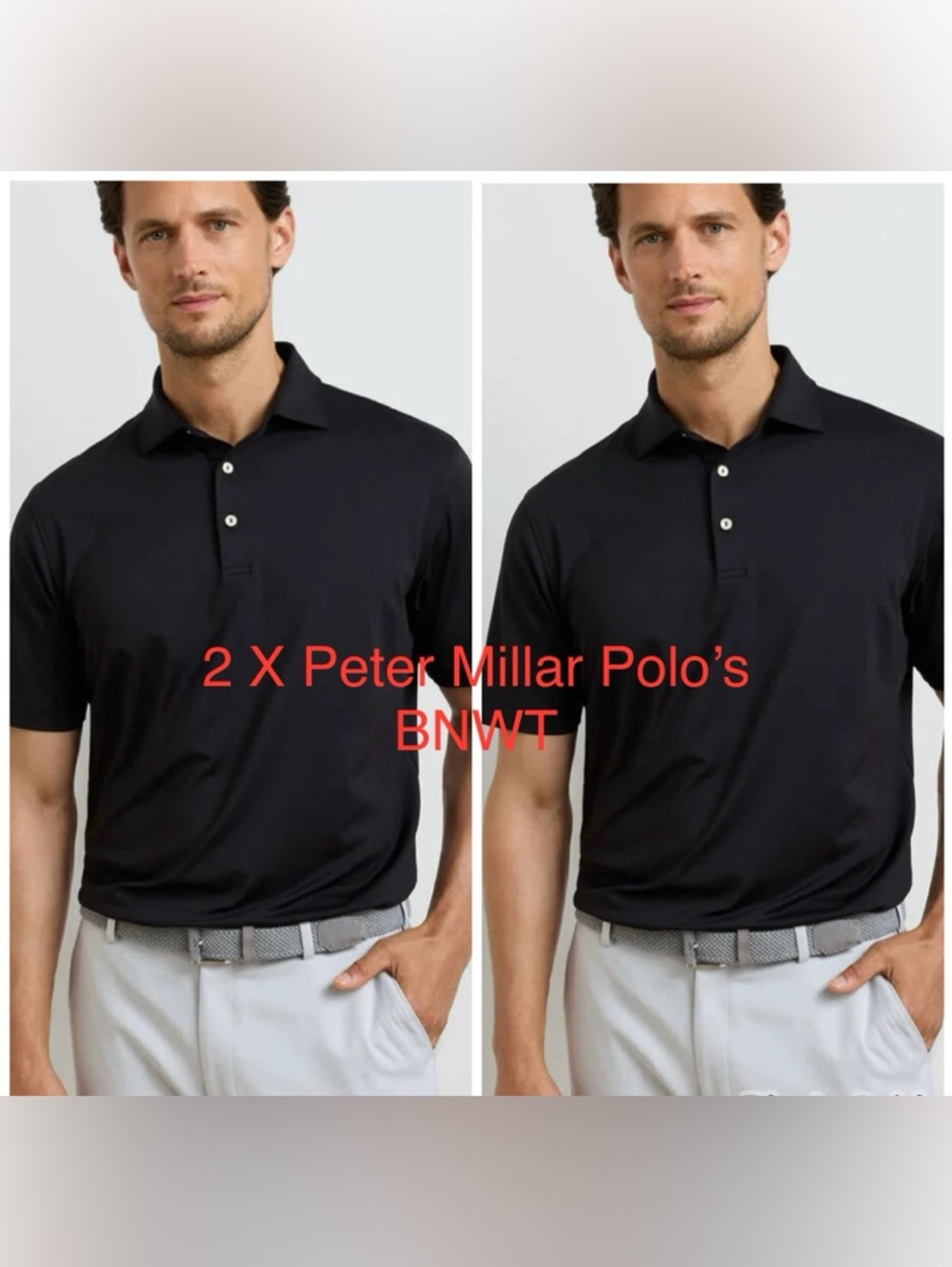 Men Lot Of 2 BNWT Peter Millar Summer Comfort Solid Black Jersey Polo XXL